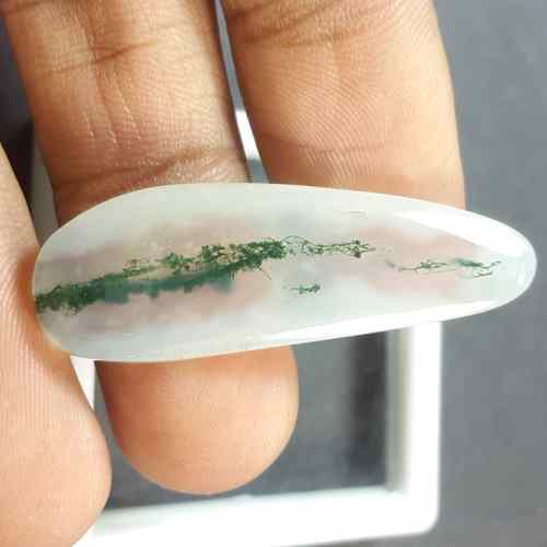 18.41 Carats Moss Agate 38.04 x 12.65 x 4.20 mm