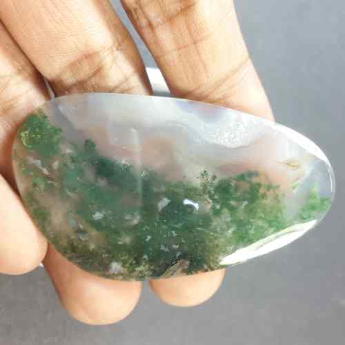64.19 Carats Moss Agate 57.21 x 31.67 x 4.02 mm