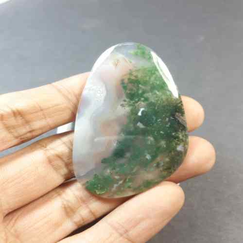 64.19 Carats Moss Agate 57.21 x 31.67 x 4.02 mm