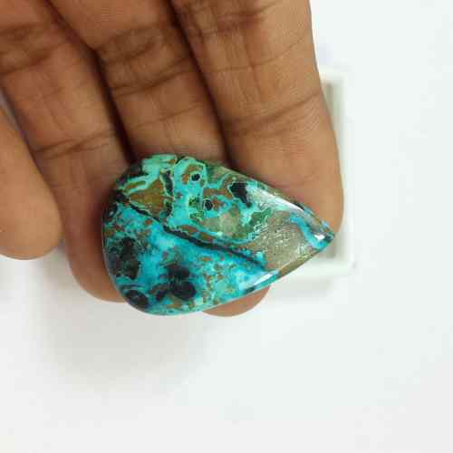 34.87 Carats Natural Shattuckite Azurite 34.71 x 24.73 x 5.79 mm