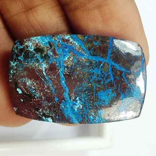 34.98 Carats Natural Shattuckite Azurite 31.70 x 23.37 x 4.15 mm