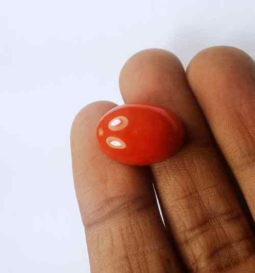 11.70 Carats Orangish Red Japanish Coral 17.94 x 13.95 x 6.45 mm