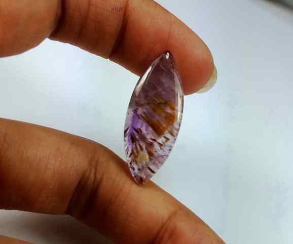 9.86 Carats Cacoxenite 29.60 X 11.72 X 3.78 mm