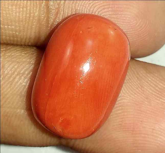 20.32 Carats Orangish Red Italian Coral 18.57 x 12.21 x 10.87 mm