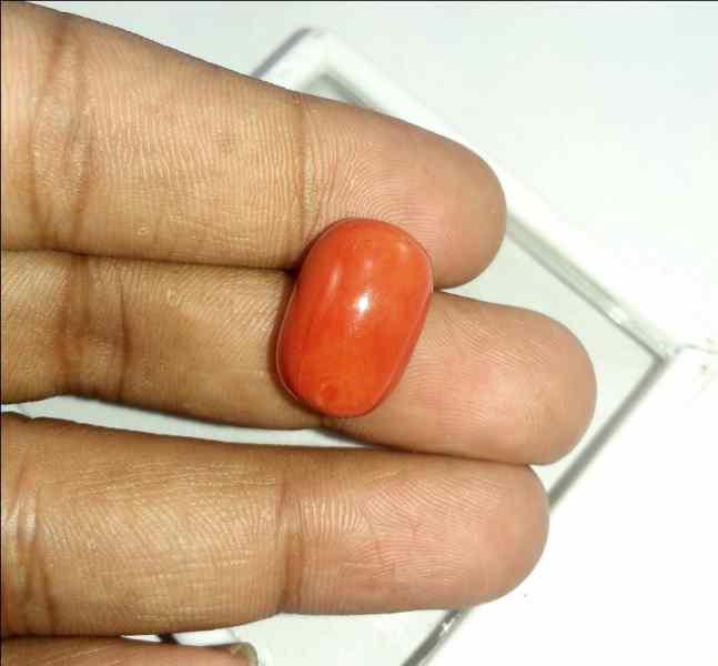 20.32 Carats Orangish Red Italian Coral 18.57 x 12.21 x 10.87 mm