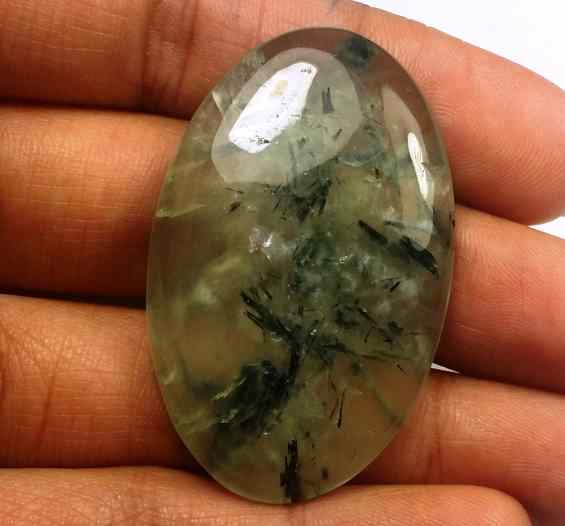 63.24 Carat Green Russian Federation Prehnite 41.95 x 26.49 x 6.46 mm
