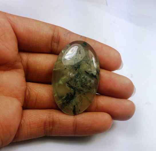 63.24 Carat Green Russian Federation Prehnite 41.95 x 26.49 x 6.46 mm