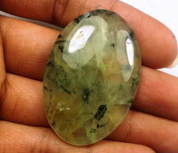62.48 Carat Green Russian Federation Prehnite 41.62 x 28.20 x 5.85 mm