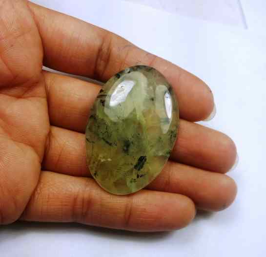 62.48 Carat Green Russian Federation Prehnite 41.62 x 28.20 x 5.85 mm