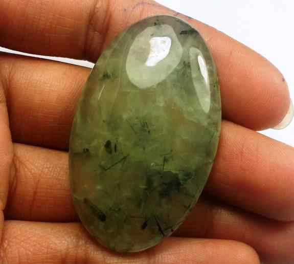 86.21 Carat Green Russian Federation Prehnite 25.38 x 27.71 x 7.74 mm