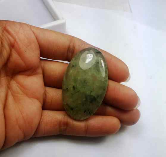 86.21 Carat Green Russian Federation Prehnite 25.38 x 27.71 x 7.74 mm