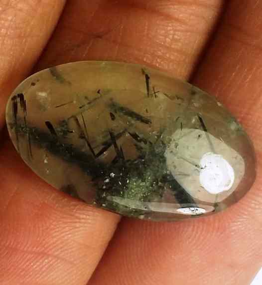 10.41 Carat Green Russian Federation Prehnite 23.93 x 13.66 x 3.42 mm