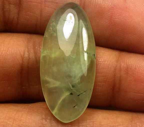 16.95 Carat Green Russian Federation Prehnite 28.56 x 12.90 x 5.20 mm