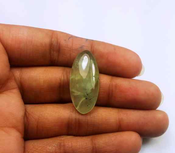 16.95 Carat Green Russian Federation Prehnite 28.56 x 12.90 x 5.20 mm
