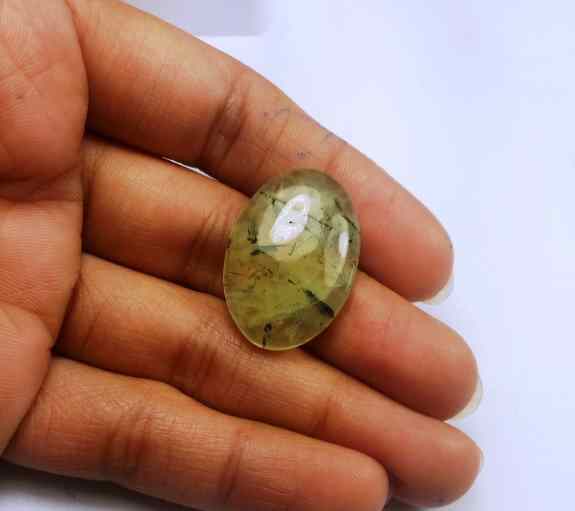 26.15 Carat Green Russian Federation Prehnite 26.90 x 18.94 x 6.04 mm