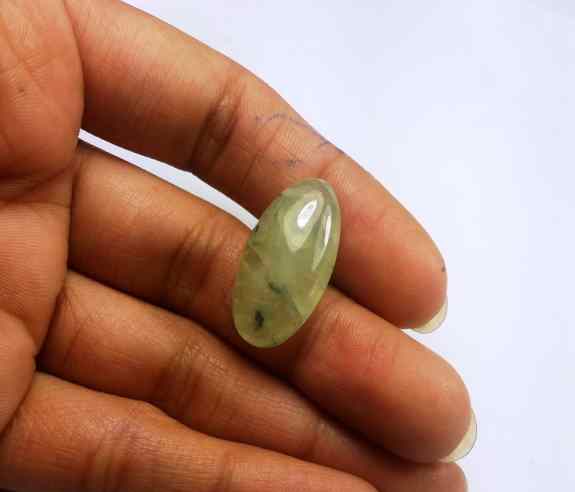 17.33 Carat Green Russian Federation Prehnite 24.36 x 12.02 x 6.04 mm