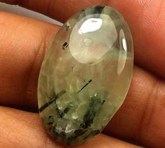 20.54 Carat Green Russian Federation Prehnite 25.90 x 15.85 x 5.52 mm