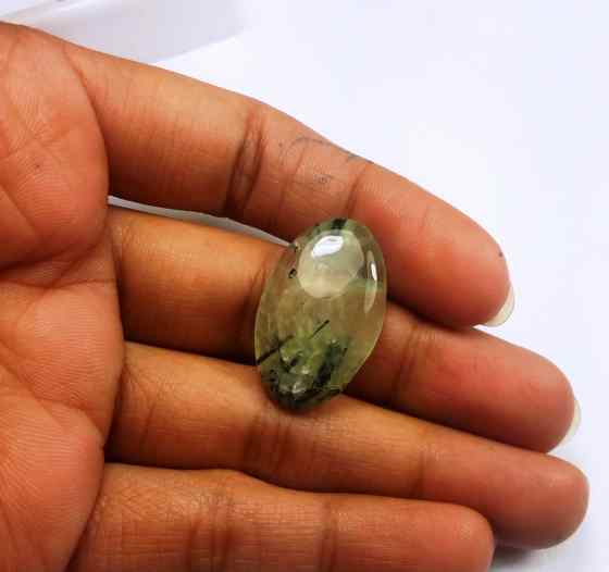 20.54 Carat Green Russian Federation Prehnite 25.90 x 15.85 x 5.52 mm