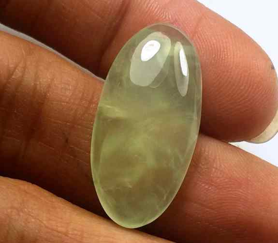 15.06 Carat Green Russian Federation Prehnite 25.21 x 12.28 x 5.63 mm