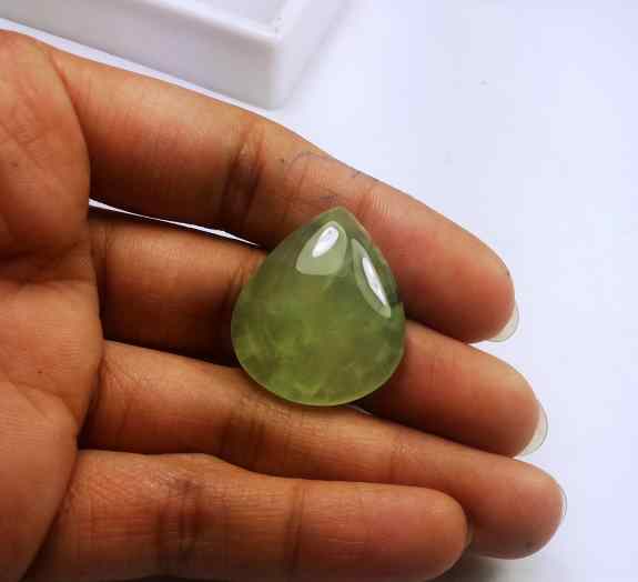 38 Carat Green Russian Federation Prehnite 26.63 x 23.23 x 7.91 mm