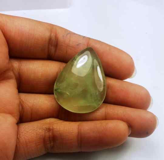47.38 Carat Green Russian Federation Prehnite 31.05 x 23.34 x 6.44 mm