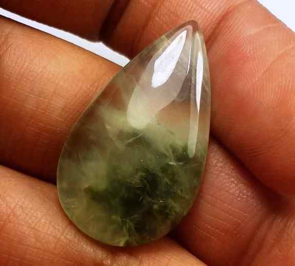 20.48 Carat Green Russian Federation Prehnite 28.45 x 16.78 x 5.44 mm