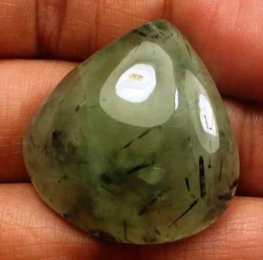 46.93 Carat Green Russian Federation Prehnite 28.26 x 27.02 x 7.94 mm