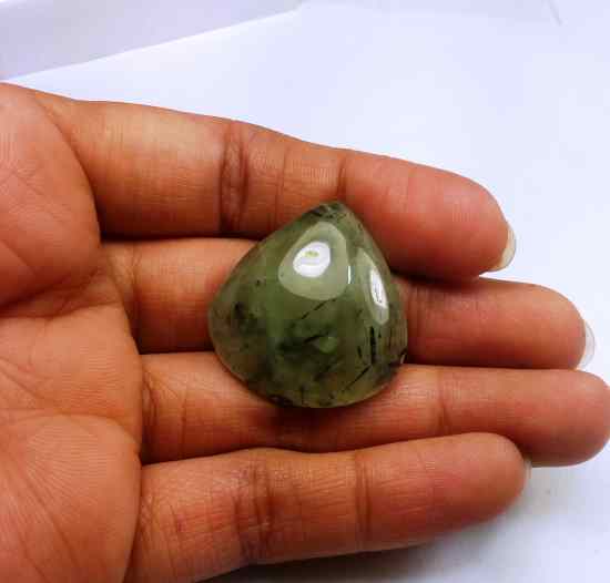 46.93 Carat Green Russian Federation Prehnite 28.26 x 27.02 x 7.94 mm