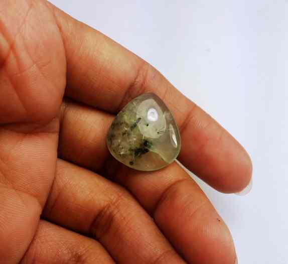 16.45 Carat Green Russian Federation Prehnite 20.63 x 19.07 x 5.02 mm