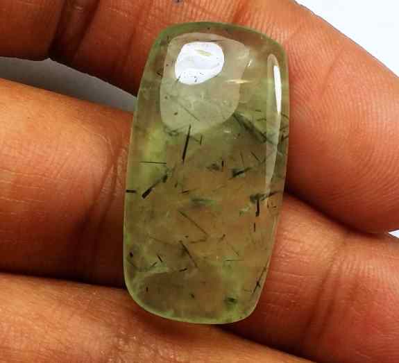 16.27 Carat Green Russian Federation Prehnite 26.82 x 13.94 x 4.07 mm