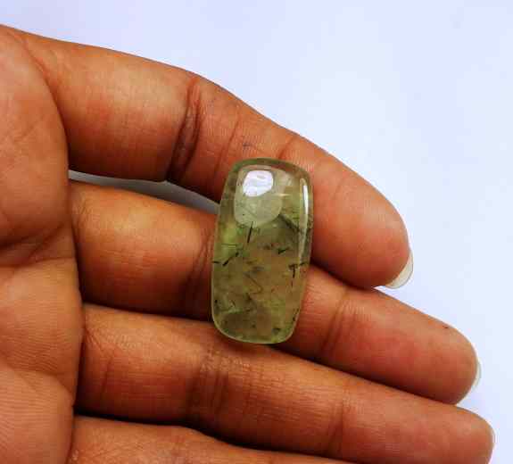 16.27 Carat Green Russian Federation Prehnite 26.82 x 13.94 x 4.07 mm