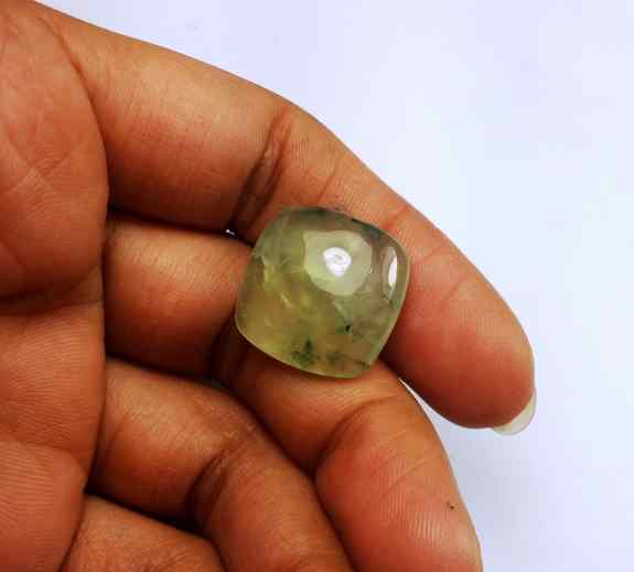 18.79 Carat Green Russian Federation Prehnite 17.80 x 17.78 x 5.93 mm