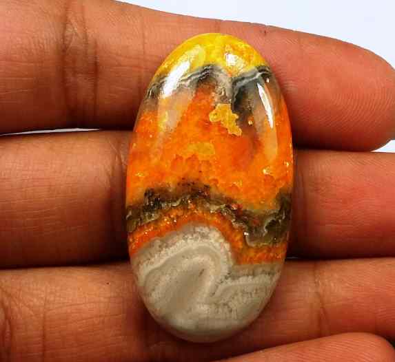 37.95 Carat Yellow-Orange India Bumble Bee 37.64 x 20.27 x 5.67 mm