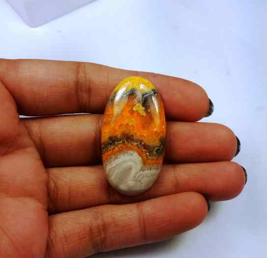37.95 Carat Yellow-Orange India Bumble Bee 37.64 x 20.27 x 5.67 mm