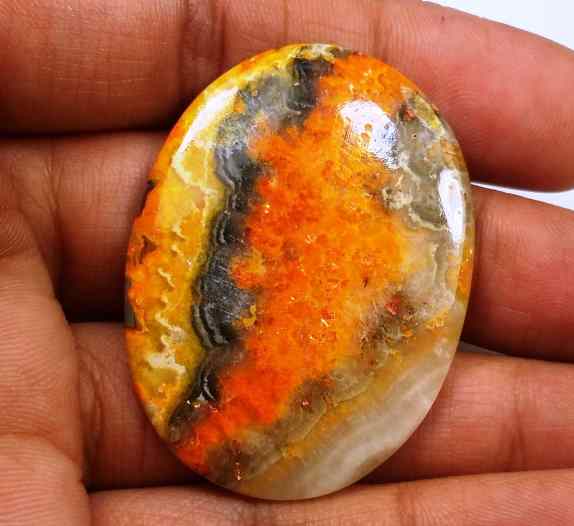 42.81 Carat Yellow-Orange India Bumble Bee 41.30 x 30.73 x 3.93 mm