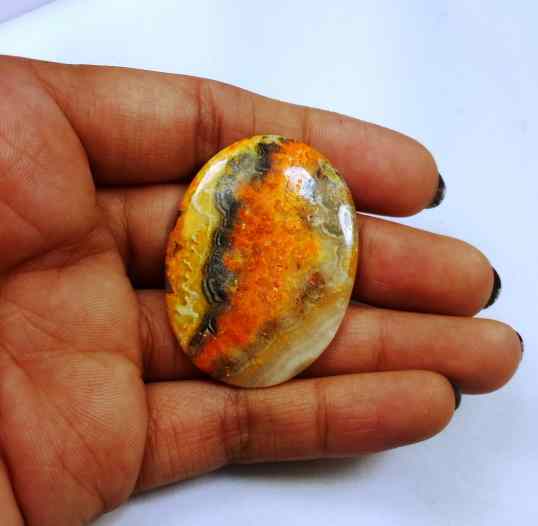 42.81 Carat Yellow-Orange India Bumble Bee 41.30 x 30.73 x 3.93 mm