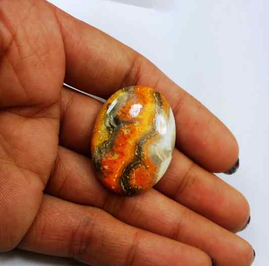 33.96 Carat Yellow-Orange India Bumble Bee 31.88 x 24.11 x 5.21 mm