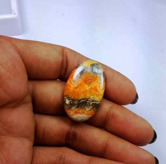 19.41 Carat Yellow-Orange India Bumble Bee 30.29 x 18.57 x 4.21 mm