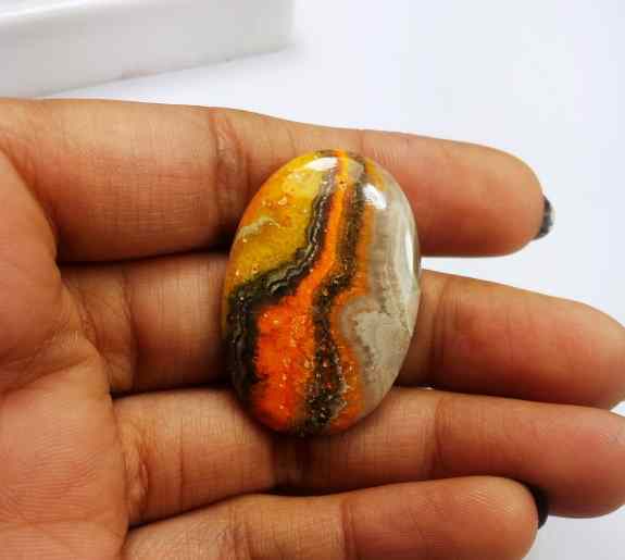 37.35 Carat Yellow-Orange India Bumble Bee 34.38 x 23.24 x 5.44 mm