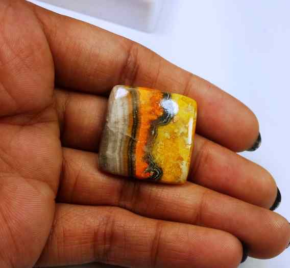 31.43 Carat Yellow-Orange India Bumble Bee 24.58 x 24.66 x 4.66 mm