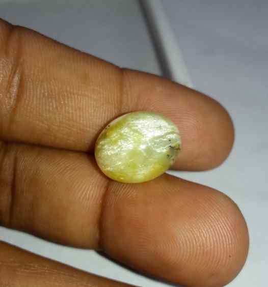 9.77 Carat Yellow Kanak Khet Chrysoberyl Cat's Eye 14.85 x 11.94 x 10.00 mm
