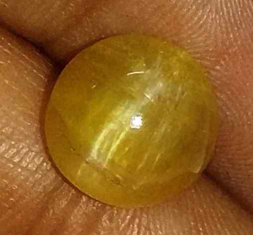 3.56 Carat Yellow Kanak Khet Chrysoberyl Cat's Eye 9.75 x 9.69 x 6.47 mm