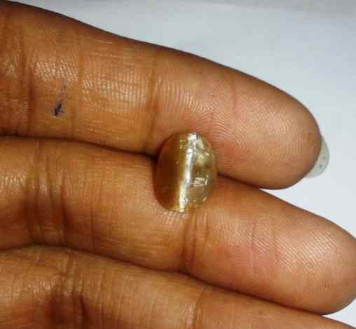 2.24 Carat Yellowish Brown  Kanak Khet Chrysoberyl Cat's Eye 10.49 x 7.36 x 5.28 mm