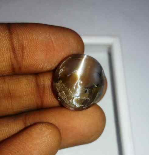 15.95 Carat Grey Kanak Khet Chrysoberyl Cat's Eye 18.19 x 16.72 x 9.92 mm