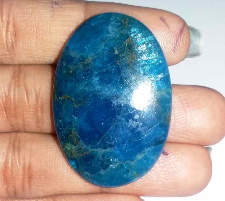 53.26 Carats Neon Apatite 37.48 X 25.94 X 5.43 mm