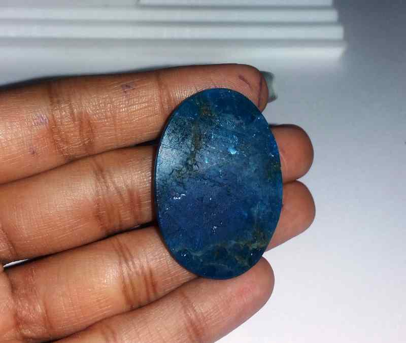 53.26 Carats Neon Apatite 37.48 X 25.94 X 5.43 mm