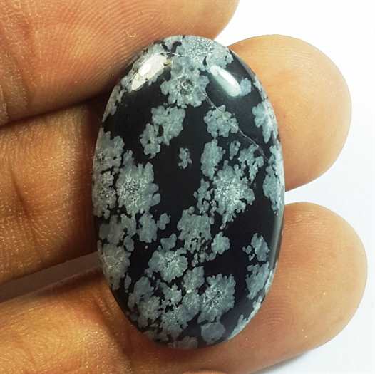 20.81 Carats Snow Obsidian 29.33 x 18.06 x 5.51 mm