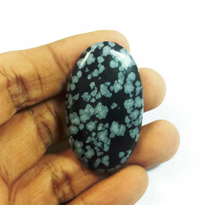 42.16 Carats Snow Obsidian 43.03 x 25.57 x 5.24 mm