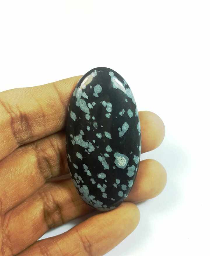 60.51 Carats Snow Obsidian 50.28 x 26.36 x 6.37 mm