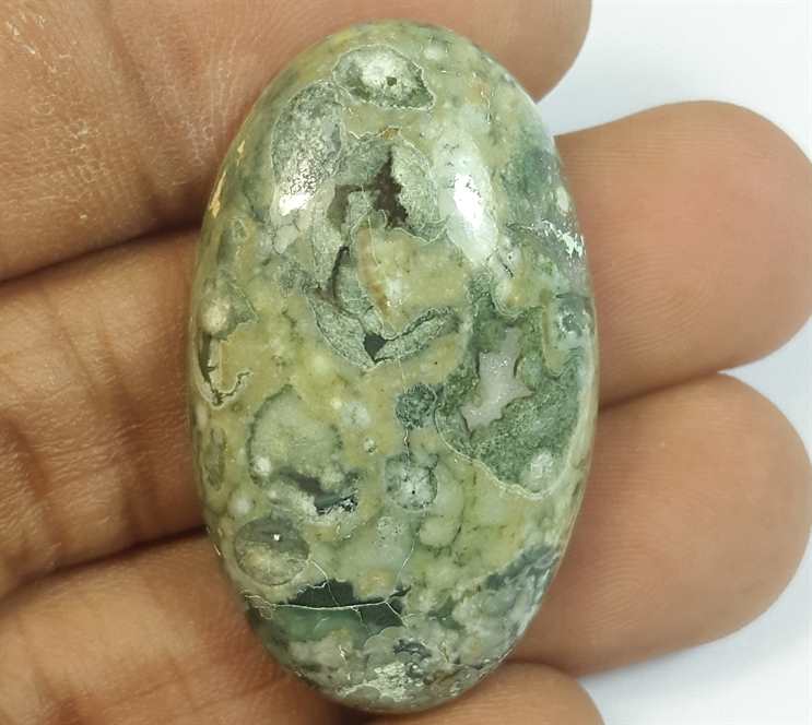 45.83 Carats Rhyolite Rainforest Jasper 36.26 x 21.19 x 8.36 mm